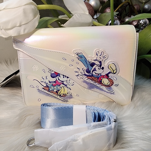 Loungefly Disney Mickey and Friends Winter Wonderland Crossbody Bag - Picture 1 of 9